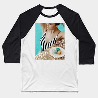 Woman, Girl, Swimming pool, Glitter, Fashion art, Fashion print, Scandinavian art, Modern art, Wall art, Print, Minimalistic, Modern Baseball T-Shirt